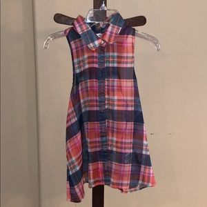 Aeropostale plaid button up tank top, size XS